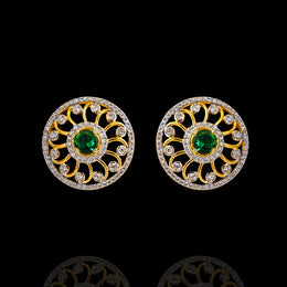 Diamond Look Round Pendant Earstuds with 18K Polish