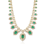 Diamond Look Long Haram Necklace Design with Emeralds.psd