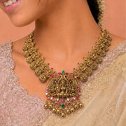Dusted with Gold - CZ Temple Necklace Set
