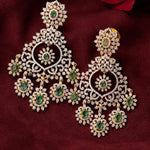 Emerald Diamond Look Bridal Chandelier Earrings in 92.5 Silver