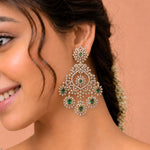 Emerald Diamond Look Bridal Chandelier Earrings in 92.5 Silver