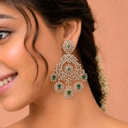 Emerald Diamond Look Bridal Chandelier Earrings in 92.5 Silver