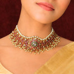 Gold Plated Kundan Polki Look Choker Necklace + Earrings