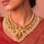 Traditional Krishna Idol Guttapusalu Necklace with Pearls