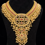 Grand South Indian Pearl Tussi Bridal Necklace in 92.5 Silver Gold Polish