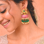 Peacock Motif Kundan Polki Look Jhumka Earrings Design