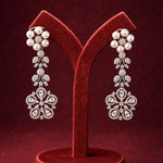 Glamorous Long Earrings with Pearls with Diamond Look

