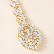 Statement White Finish Diamond Look Stone Heavy Maang Tikka
