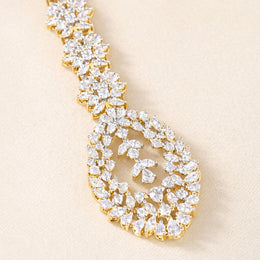 Statement White Finish Diamond Look Stone Heavy Maang Tikka
