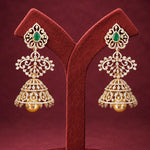 18kt Gold Polish Long Jhumka Earrings Design with Pearl