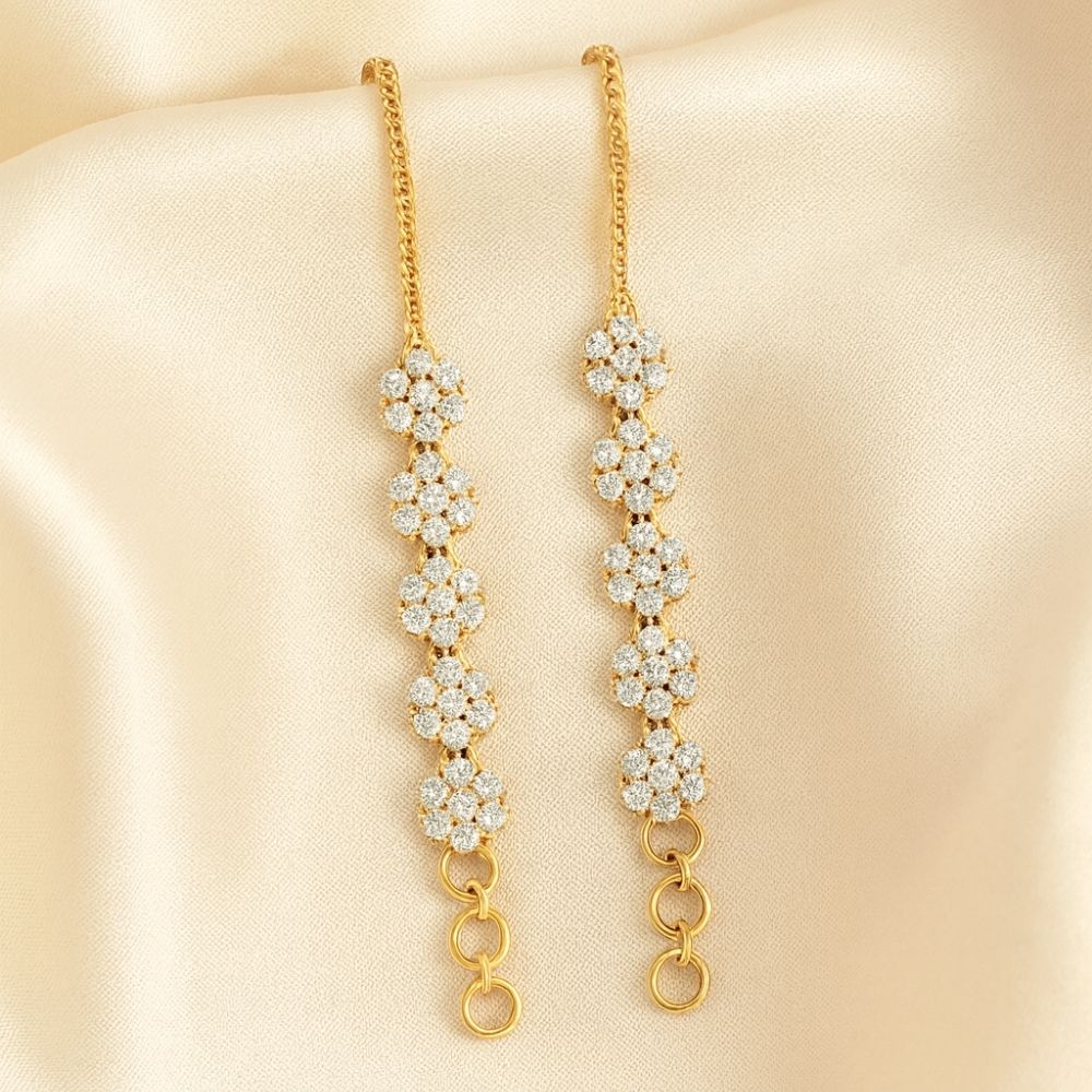 Diamond Look Side Ear Chain Mattal Design for Earrings
