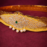 Delicate Nakshi Yellow Gold Polish Waist Belt Vaddanam Design
