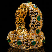 Shimmering South Indian Diamond Emerald Look Kada
