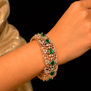 Shimmering South Indian Diamond Emerald Look Kada
