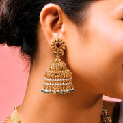 Divine South Indian Temple Pearl Jhumka Earrings