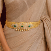 South Indian Bridal Waist Belt with Green Stones & CZ Work