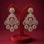 Emerald Diamond Look Bridal Chandelier Earrings in 92.5 Silver