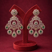 Emerald Diamond Look Bridal Chandelier Earrings in 92.5 Silver