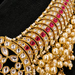 Grand South Indian Pearl Tussi Bridal Necklace in 92.5 Silver Gold Polish