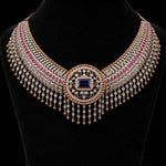South Indian Bridal Tussi Necklace with Diamond Look Finish