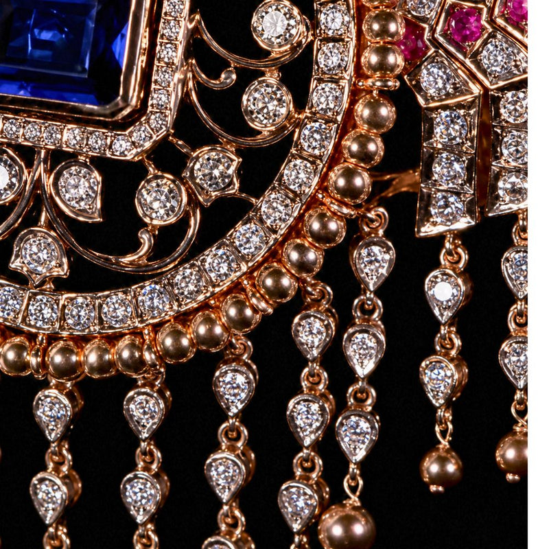 South Indian Bridal Tussi Necklace with Diamond Look Finish