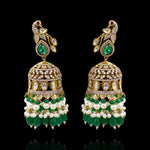 Vintage Polki Emerald Look Peacock Heavy Jhumka Earrings