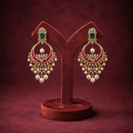 Ready to Ship - Emerald, Ruby and Pearl Chandbali Earrings with Diamond-Style Stones