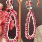 Statement Long Ruby Diamond Look Earrings Design