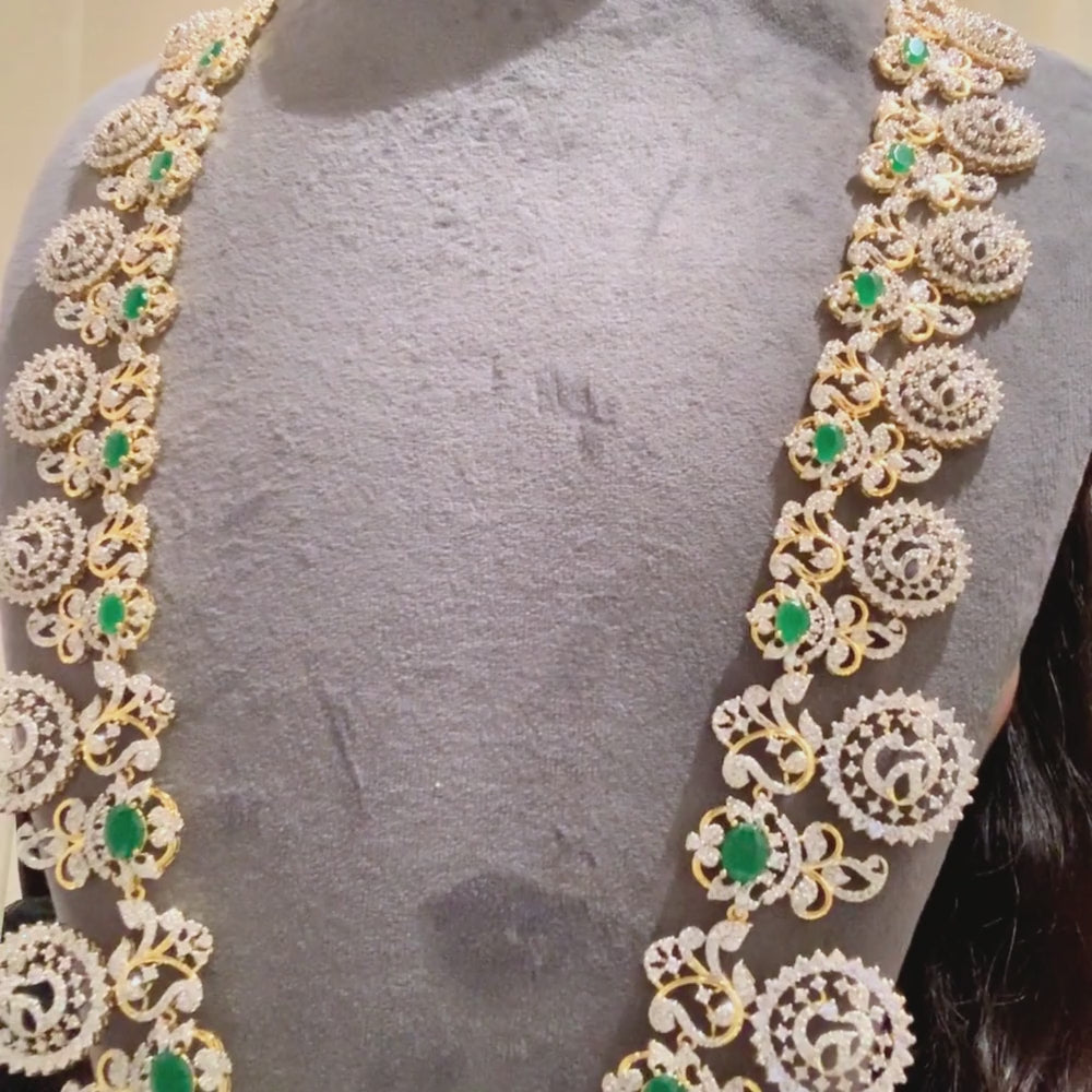 Exquisite Gold Plated Bottu Mala Haram with Intricate Peacock Motifs and Traditional South Indian Design