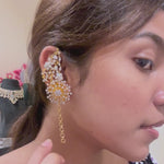 Elegant Champasaralu Matilu Bridal Ear Chain with Diamond Look
