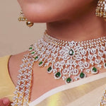 Delicate Diamond Look Bridal Choker with 18K Gold Polish
