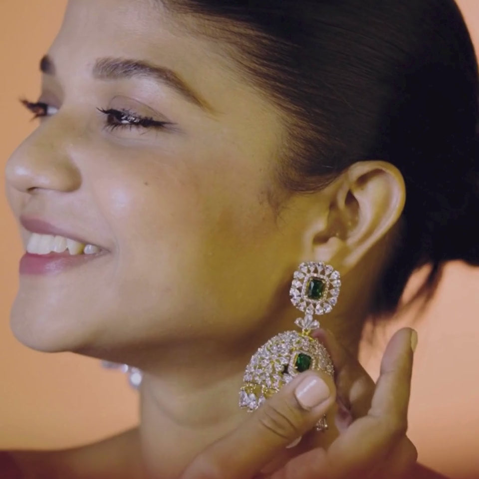 Dancing Diamonds - CZ Diamond Jhumkas
