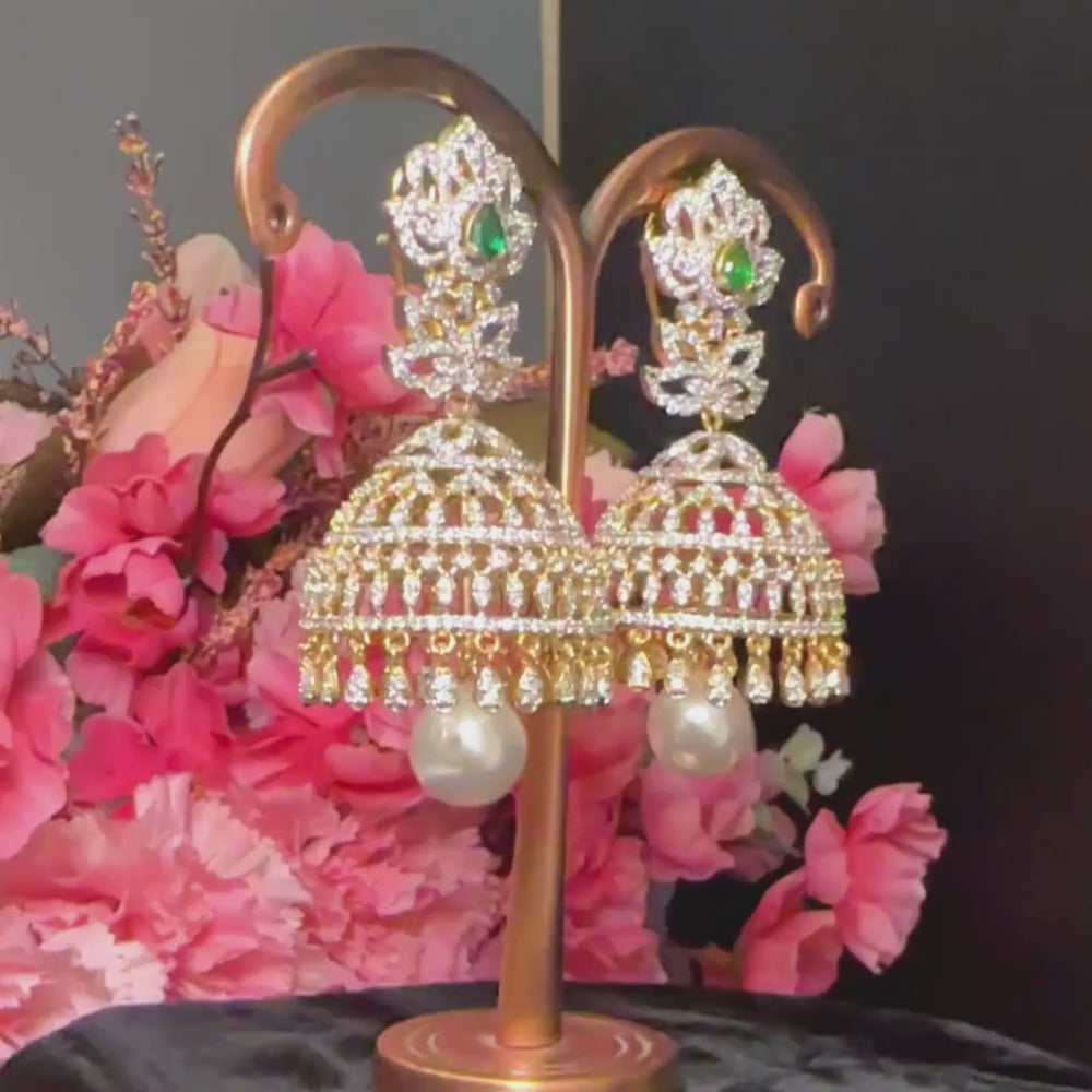 Enchanting South Indian Splendor - The Diamond Look Jhumka Bridal Earrings