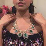 Diamond Look Long Haram Necklace Design with Emeralds