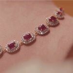Rubies in  Emerald Cut with Radiant CZ Diamonds Necklace Design