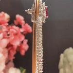 Ruby and Diamond Look Heavy Chandelier Earrings