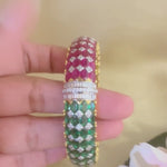 Statement Ruby Emerald Broad Kada Bangle Design