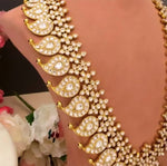 Reversible Mango Mala Haram Design with CZ Polki & 18K Gold Polish