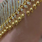 Closed setting Diamond Look Tussi Short Necklace + Jhumka Set