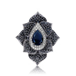 Black Flower Cocktail Ring