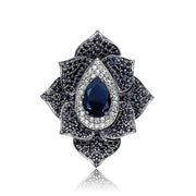 Black Flower Cocktail Ring