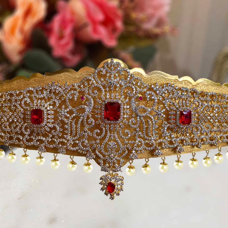 Exquisite CZ Gold Ottiyanam