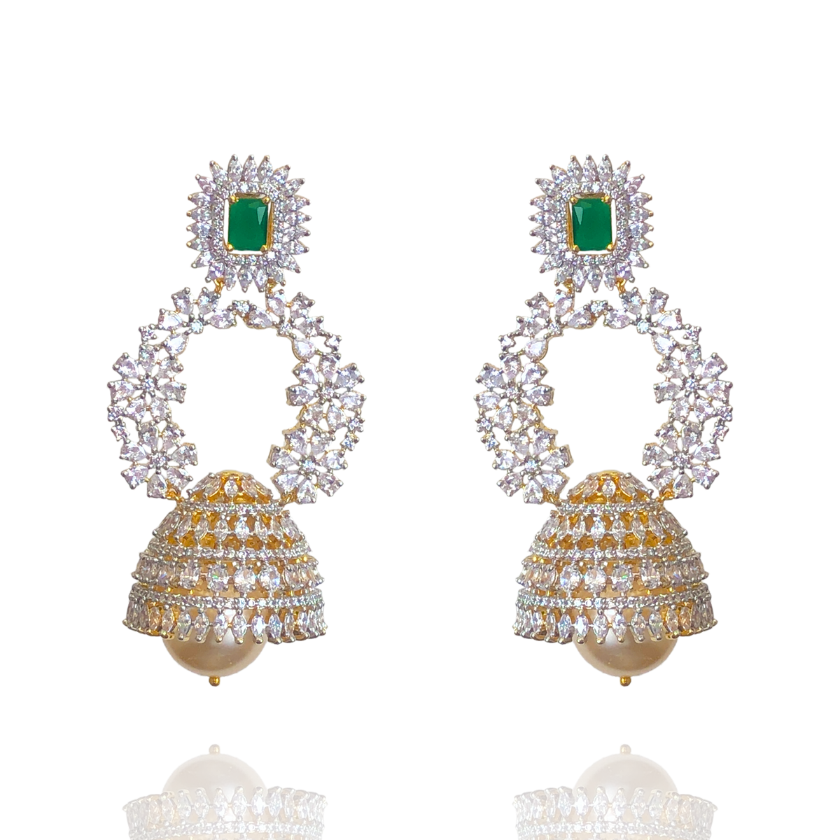 Green Stone Jhumka