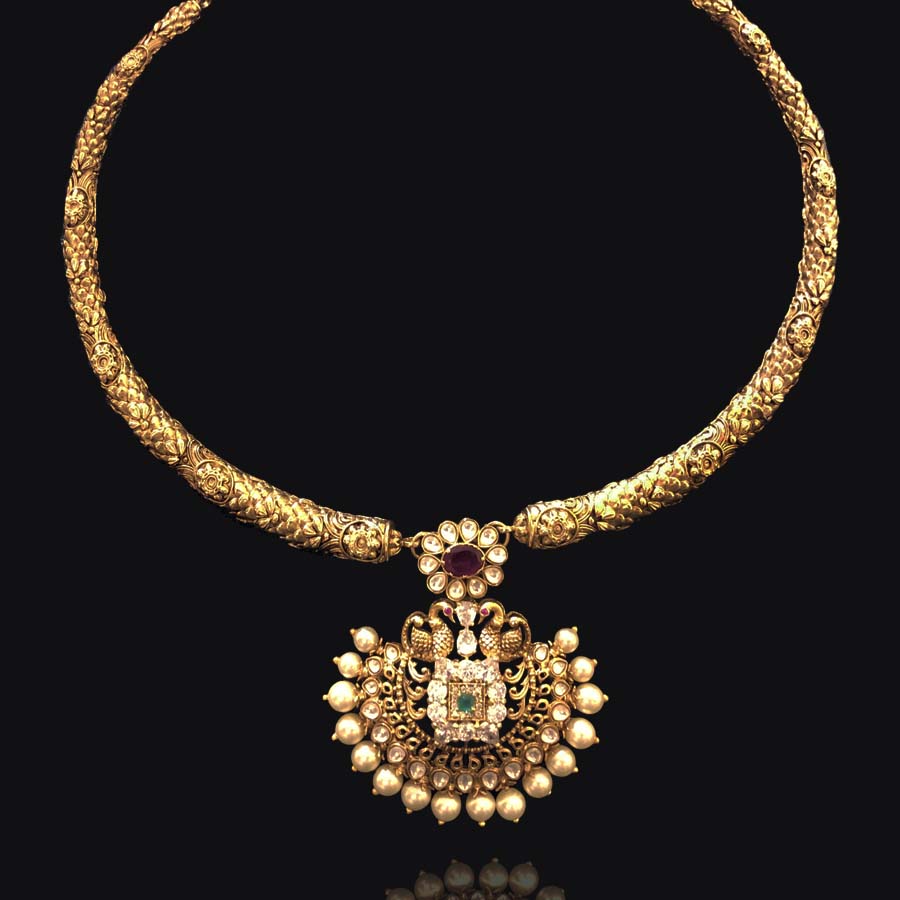Enchanting Gold Hansli Necklace Set Design Rajasthani Tradition Enchanting Gold Hansli Necklace Set Design Rajasthani Tradition