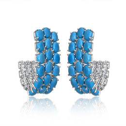 Turquoise Diamond Earrings - Half Bali Earrings