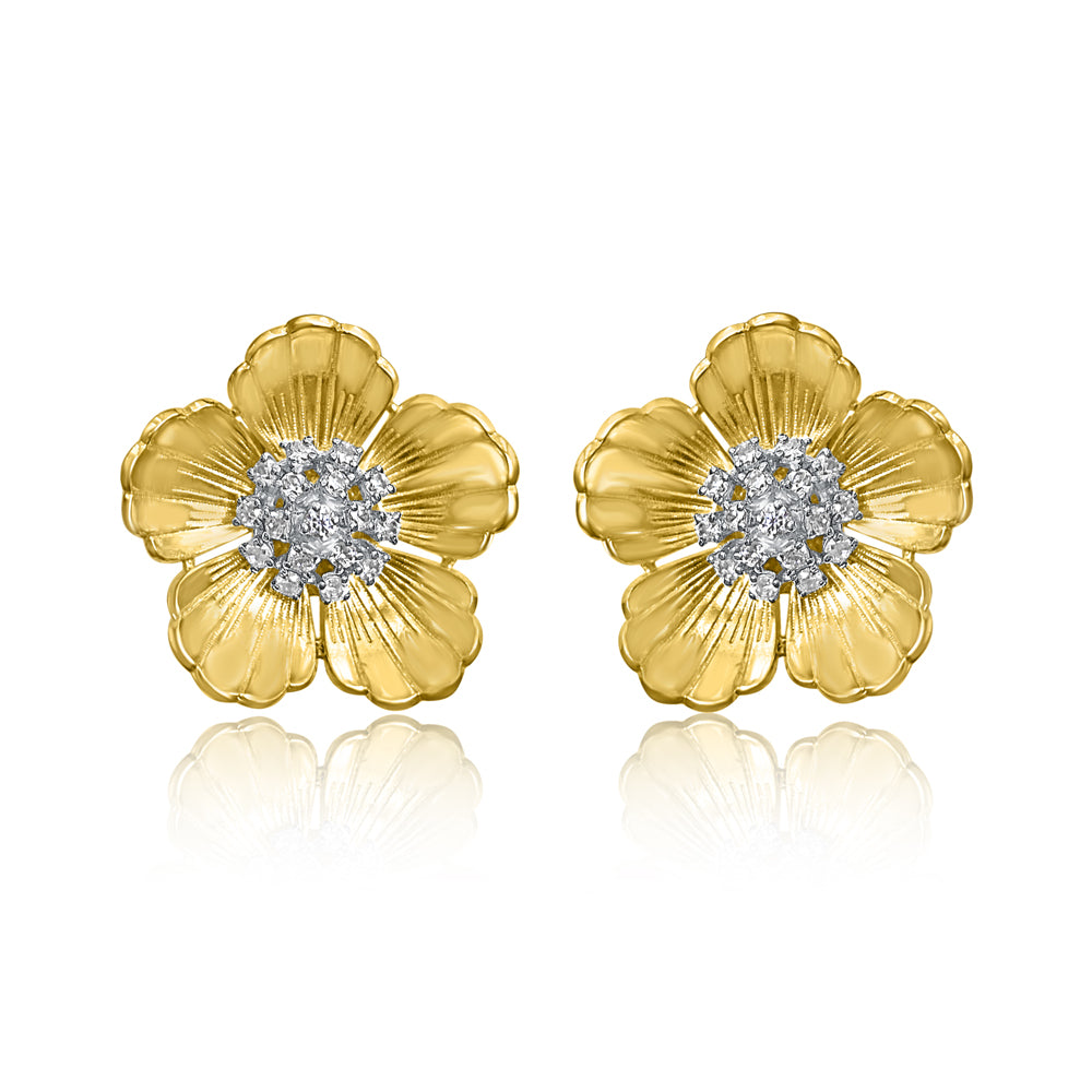 Golden Flower - Stud Earrings