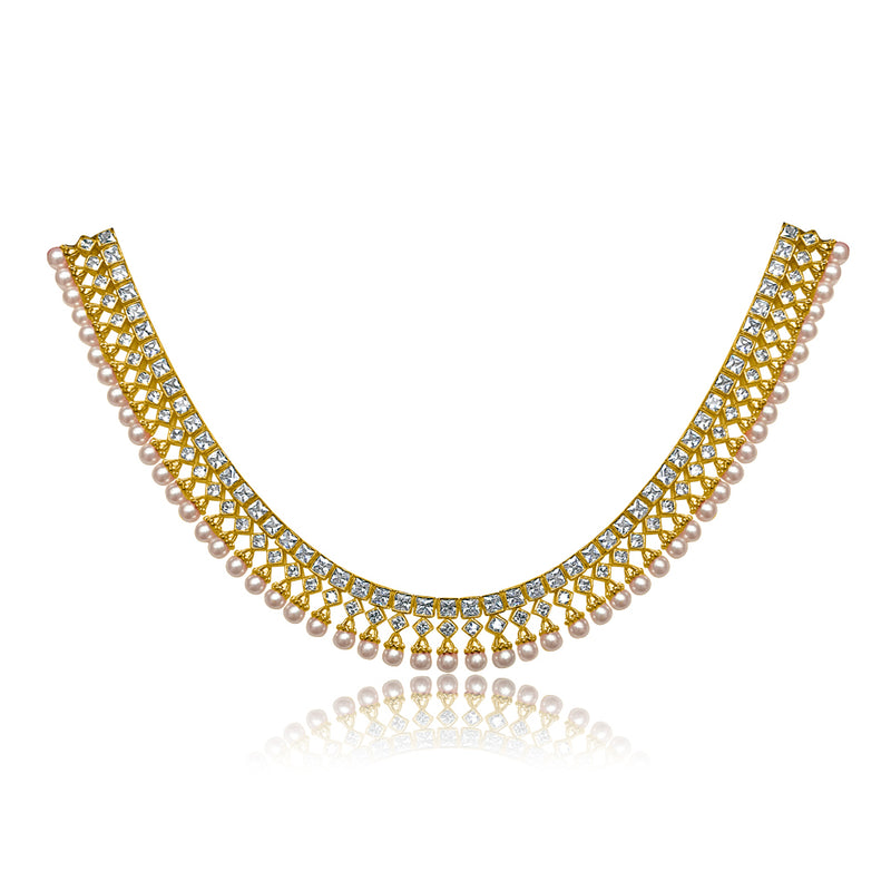 Baguette & Pearl Drop Necklace