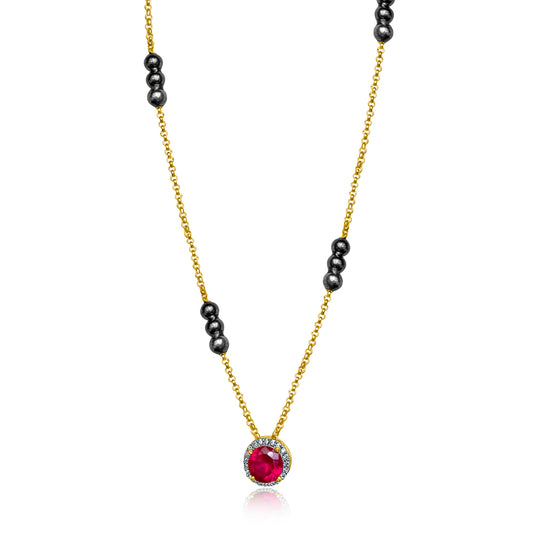 Ready to Ship - Ruby Centre Stone Mangalsutra Pendant
