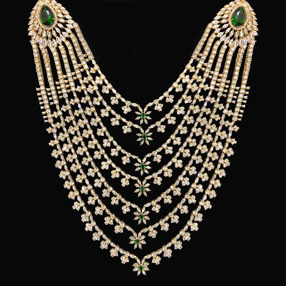 Exquisite Long Layered Rani Haar Design CZ Stones Sneha Rateria Store