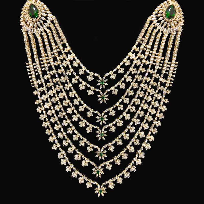 Exquisite Long Layered Rani Haar Design CZ Stones Sneha Rateria Store